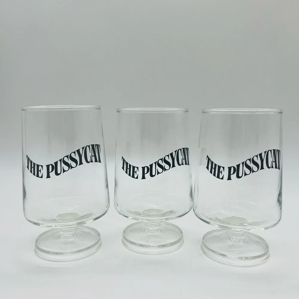 THE PUSSYCAT SET OF 3 VINTAGE 1972 EARLY TIMES KENTUCKY BAR WARE
